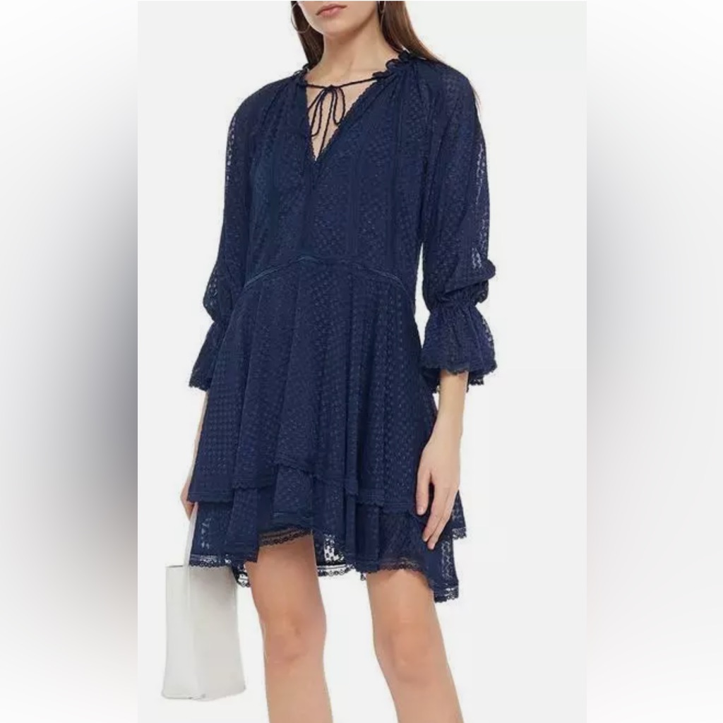 Nwt Alice+Olivia Sapphire Blue Joanne Handkerchief Dress Sz 12 $440 Srp